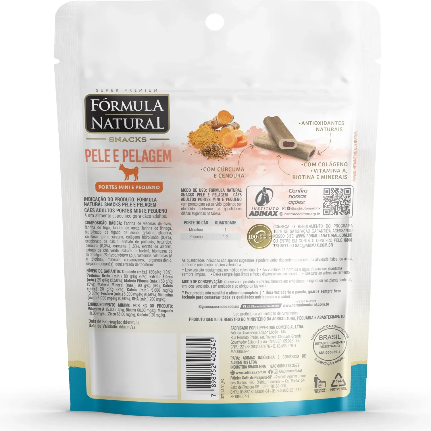 Snacks Fórmula Natural Pele e Pelagem Cães Minis e Pequenos